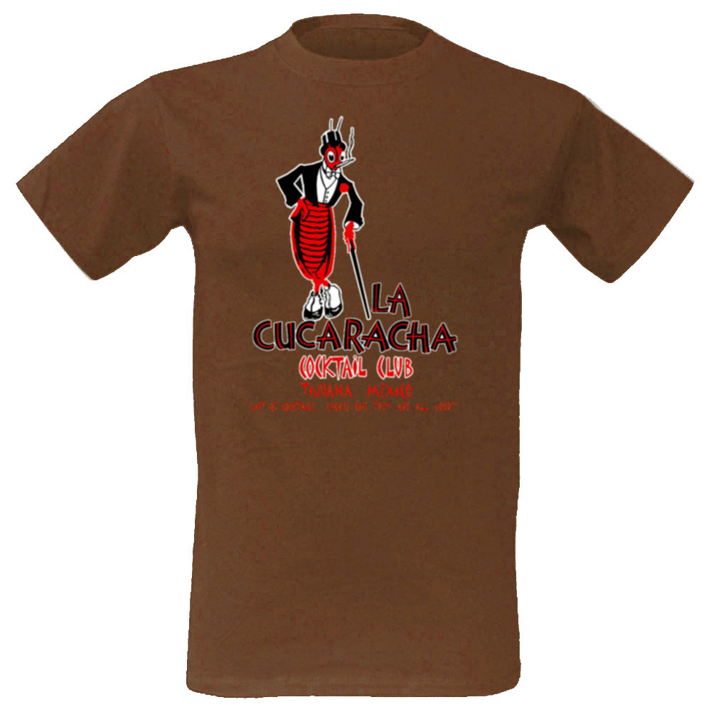 T-Shirt mit Vintage Design im mexicanischem "Cucaracha" Stil in braun