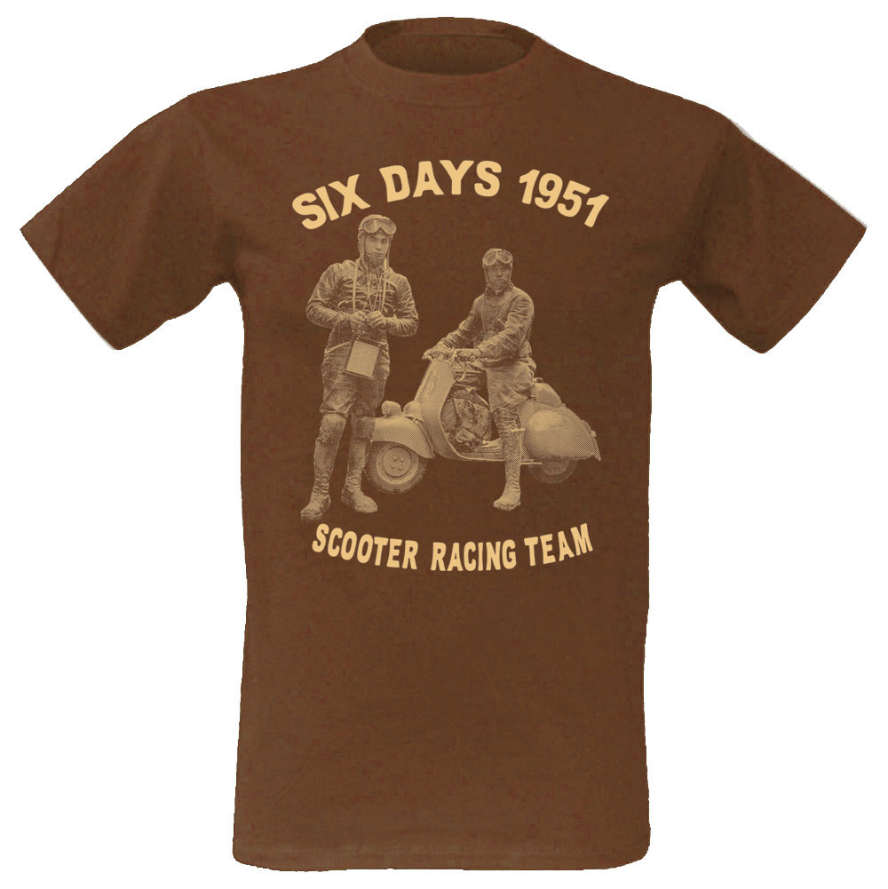 T-Shirt Sport Vespa Scooter Racing Roller Vintage Racing in braun von M-XXL