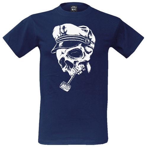 T-Shirt Sailor Skull im Tattoo Old School Stil in navy M-XXL
