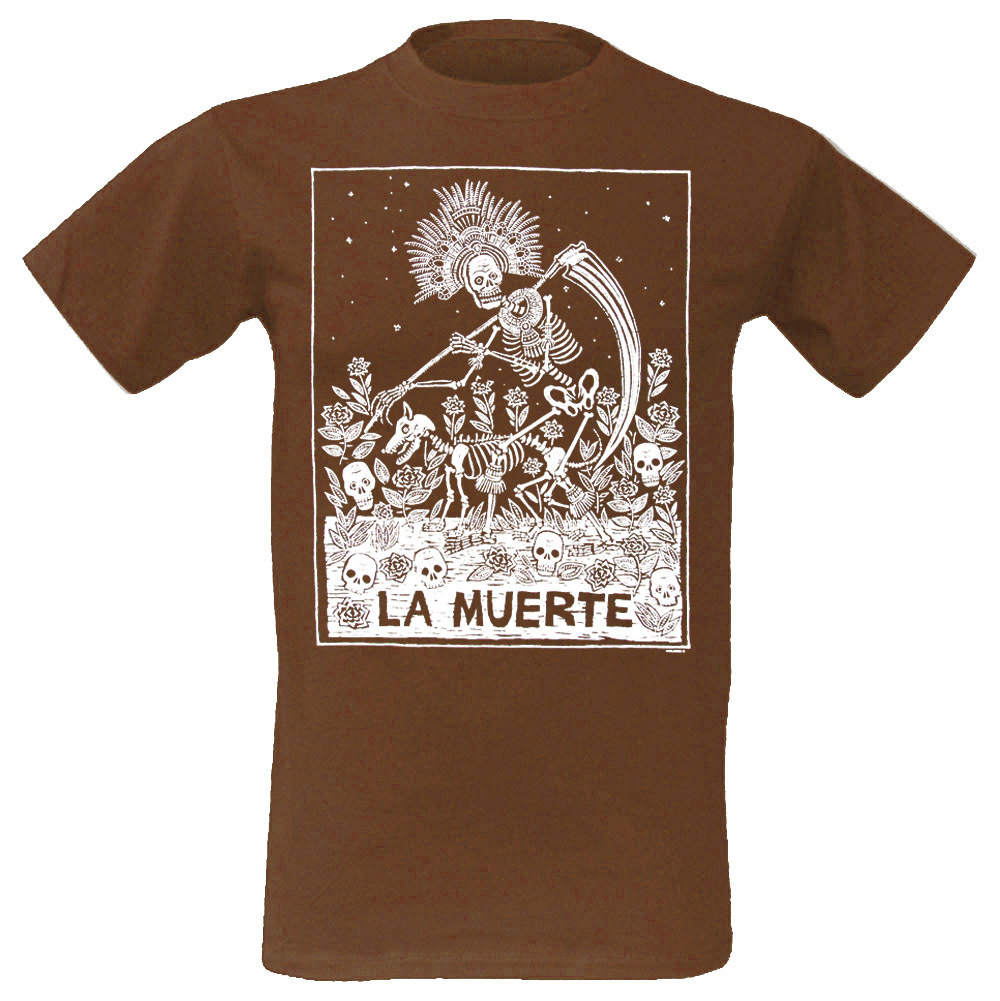 T-Shirt Mexican Skulls Tattoo Totenkopf Horror Style in braun von M-XXL