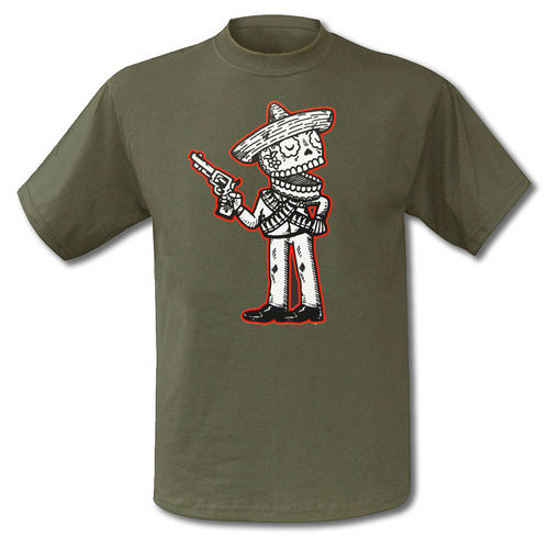T-Shirt Mexican Bandito witzigesTattoo Muerte Mexico Fiesta Design in oliv M-XXL