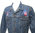 Jeansjacke von Wrangler mit alten US/Harley Patches vorn  blue Denim Größe XL secondhand