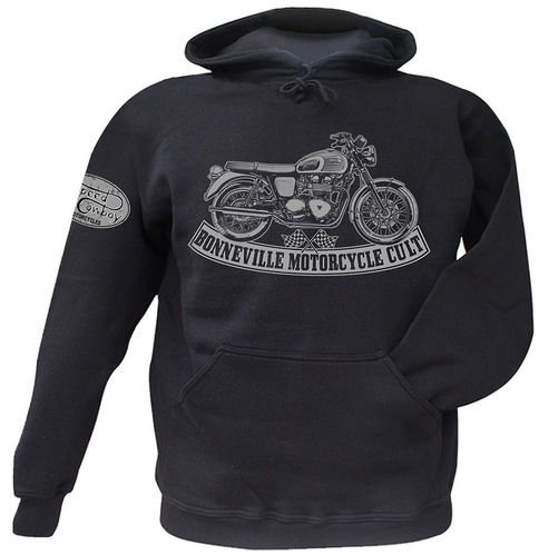 Hooded Sweat Triumph Bonneville Cafe Racer Custombike Hoodie Vintage Racer in black M-XXL
