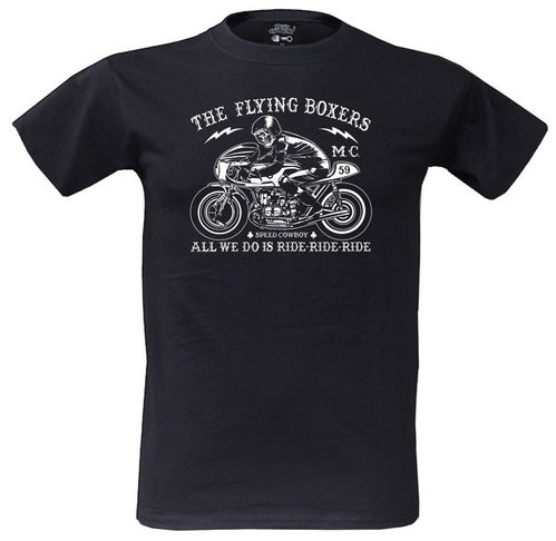 T-Shirt Flying Boxers für alle Motorcycle Riders Vintage Styled Print vorn von M-XXL