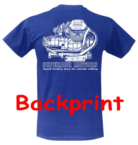 T-Shirt Motorraddesign mit Guzzi Motor in blau von M - XXL