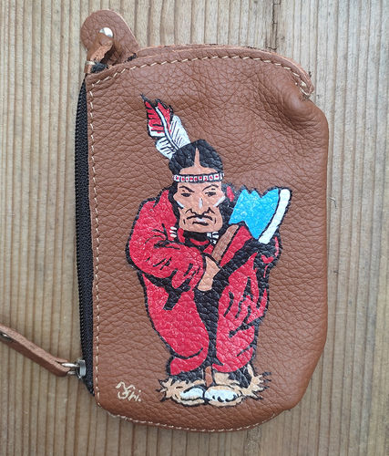 Schlüsseltasche "Indian" aus Leder, mit exclusive handbemalte Custom Artwork