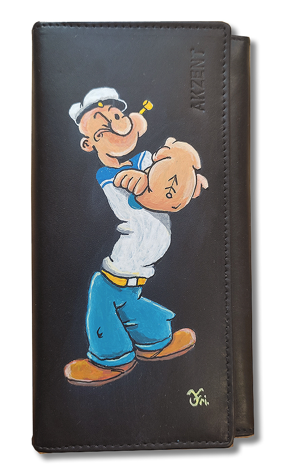 Handbemaltes Wallet aus Echtleder richtiges Custom Unikat mit allen notwendigen Taschen und Fächern